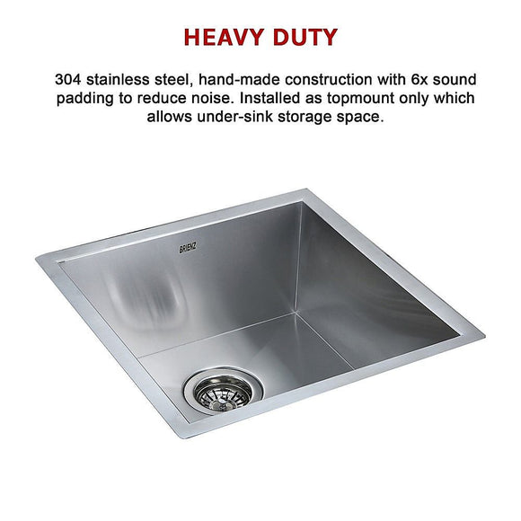 440x440mm Handmade 1.2mm 18 Gauge Stainless Steel Kitchen Laundry Sink with Waste