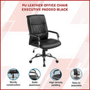 PU Leather Office Chair – Ergonomic Executive Swivel Desk Chair with Padded Seat in Black-3