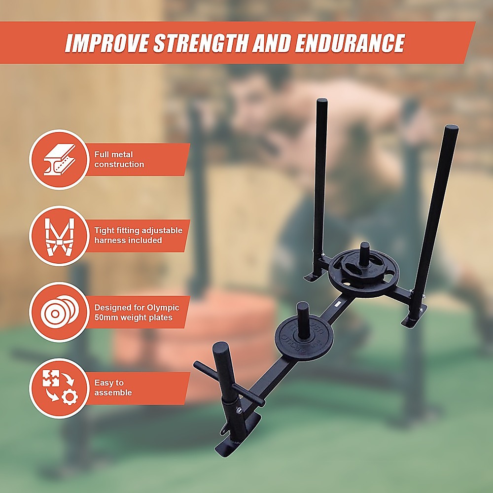 Heavy Duty Gym Sled with Harness