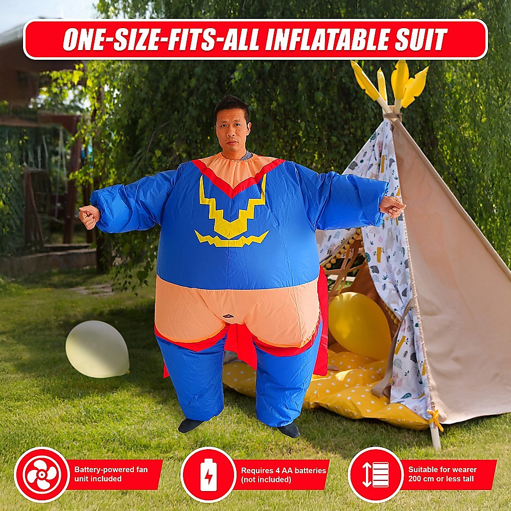 Super Hero Fancy Dress Inflatable Suit - Fan Operated Costume