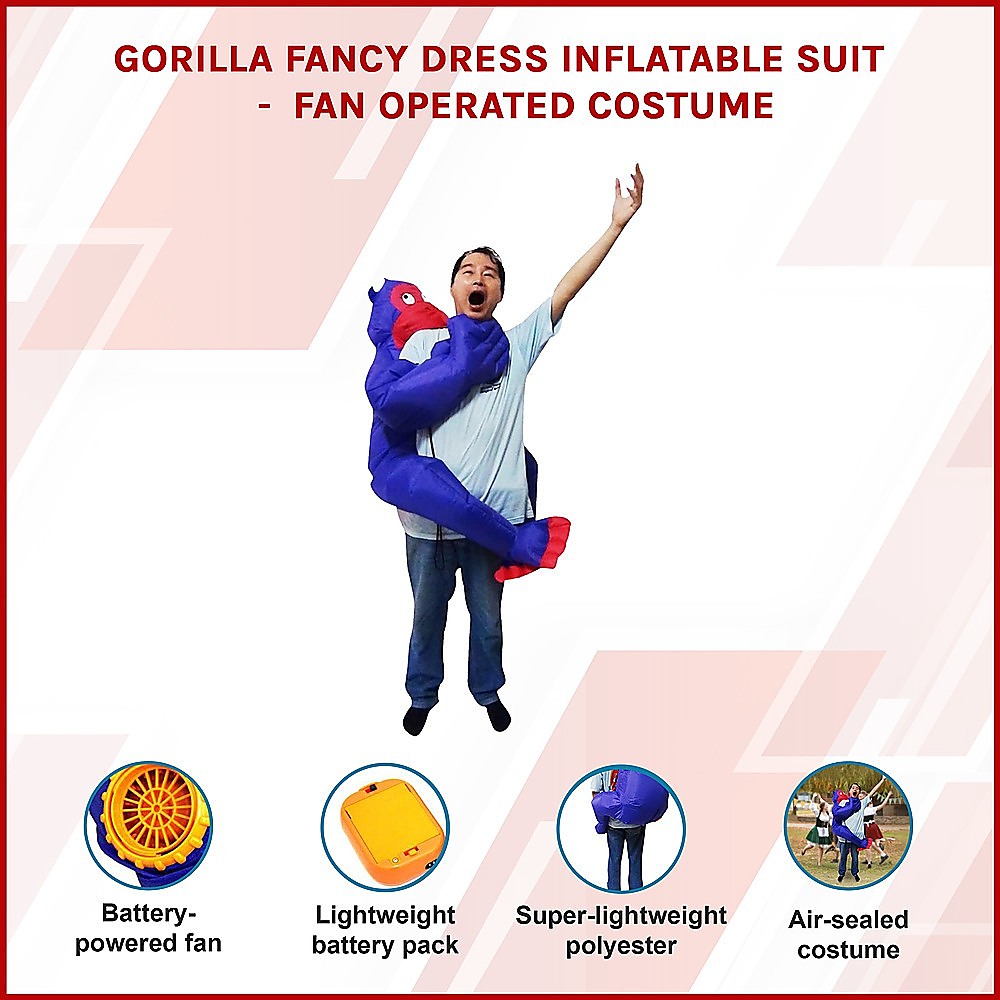 GORILLA Fancy Dress Inflatable Suit -Fan Operated Costume