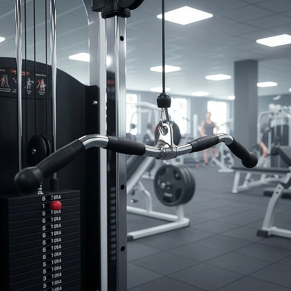 Randy & Travis Rubber-Coated Revolving Curl Row Bar Attachment for Gyms
