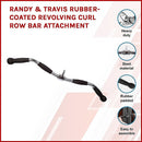 Randy & Travis Rubber-Coated Revolving Curl Row Bar Attachment for Gyms-2