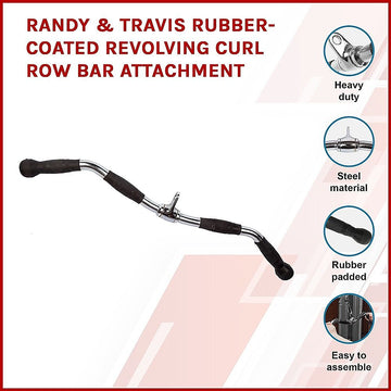 Randy & Travis Rubber-Coated Revolving Curl Row Bar Attachment for Gyms - 0