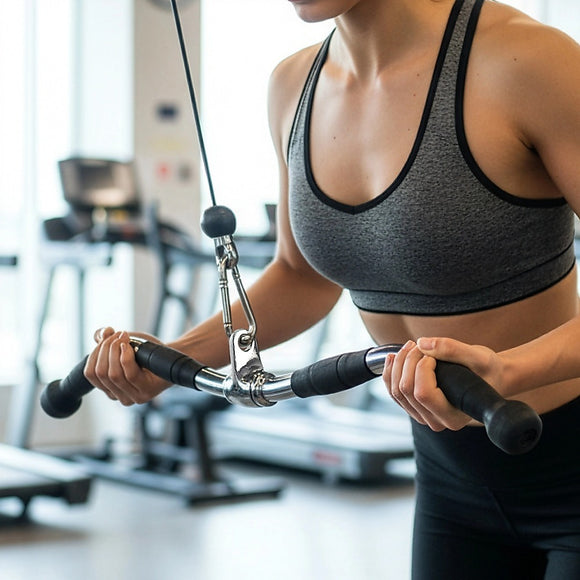 Randy & Travis Rubber-Coated Revolving Curl Row Bar Attachment for Gyms