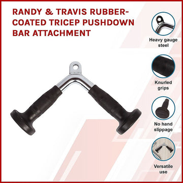 Randy & Travis Rubber-Coated Tricep Pushdown Bar Attachment - 0
