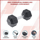 10KG Commercial Rubber Hex Dumbbell Gym Weight-2