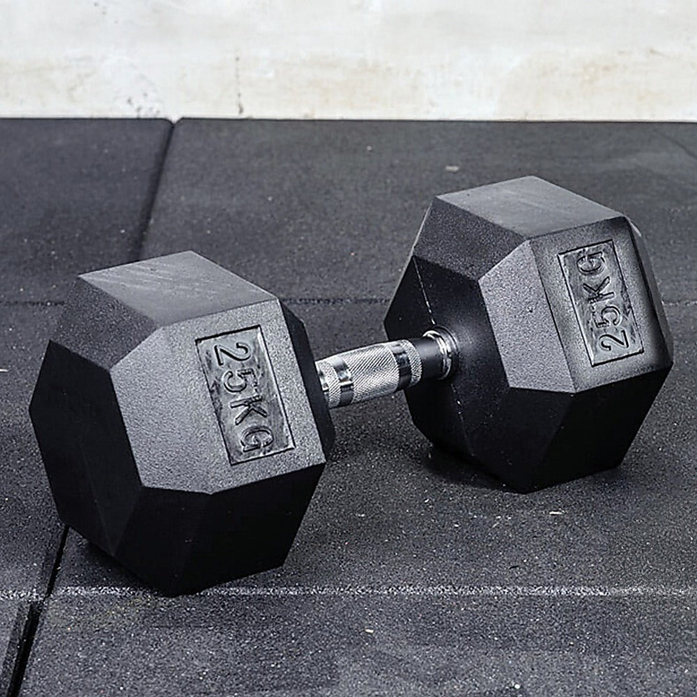 25KG Commercial Rubber Hex Dumbbell Gym Weight