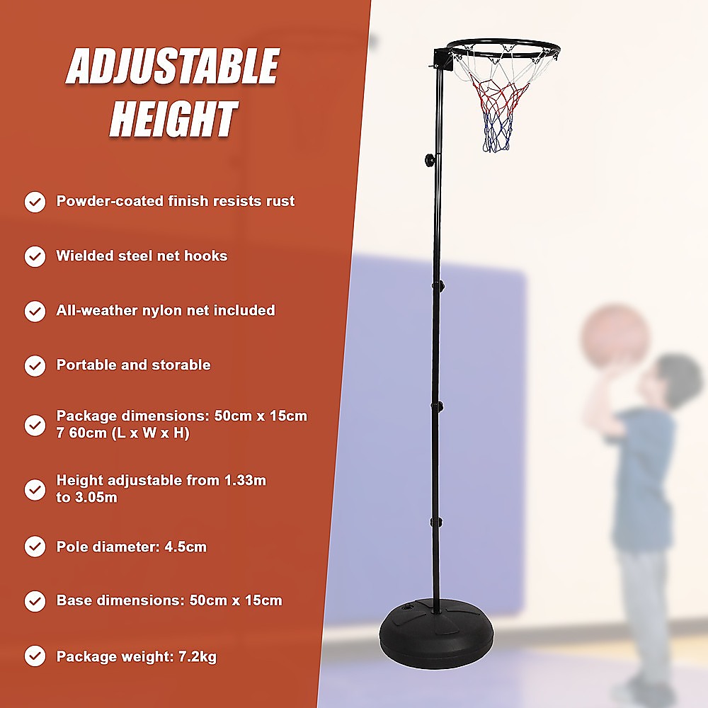 Netball Ring with Stand Portable Pole Height Adjustable