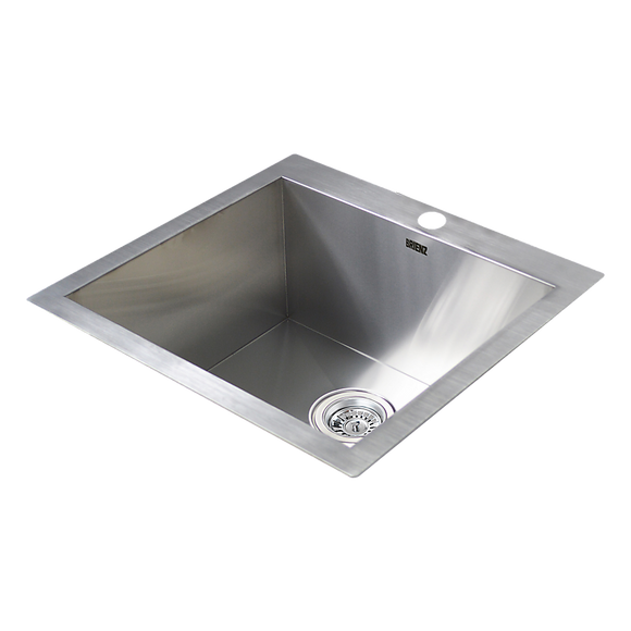 530x505mm Handmade 1.2mm Stainless Steel Topmount Kitchen Sink with Waste