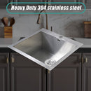 530x505mm Handmade 1.2mm Stainless Steel Topmount Kitchen Sink with Waste-5
