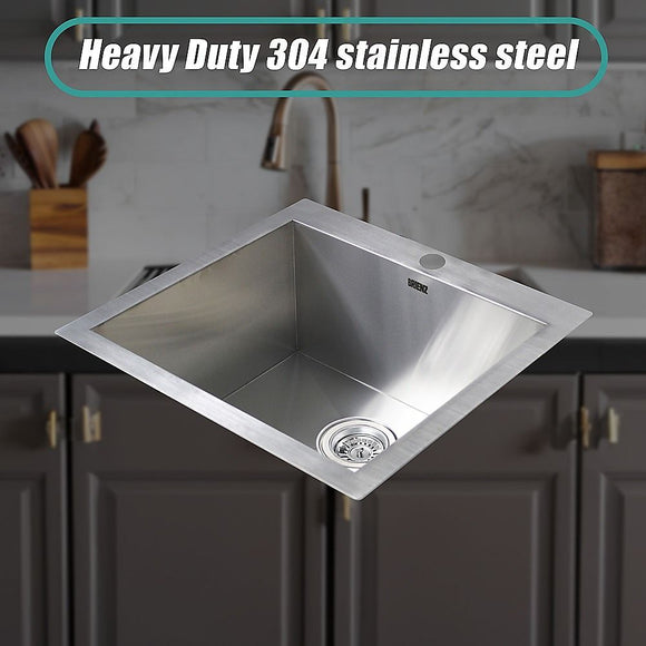 530x505mm Handmade 1.2mm Stainless Steel Topmount Kitchen Sink with Waste