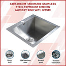 530x505mm Handmade Stainless Steel Topmount Kitchen Laundry Sink with Waste-3