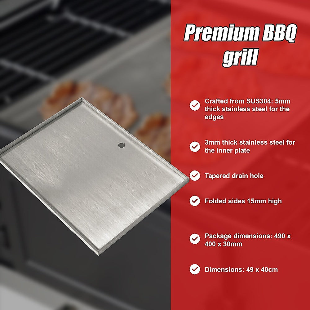 Stainless Steel BBQ Grill Hot Plate 49 X 40CM Premium 304 Grade