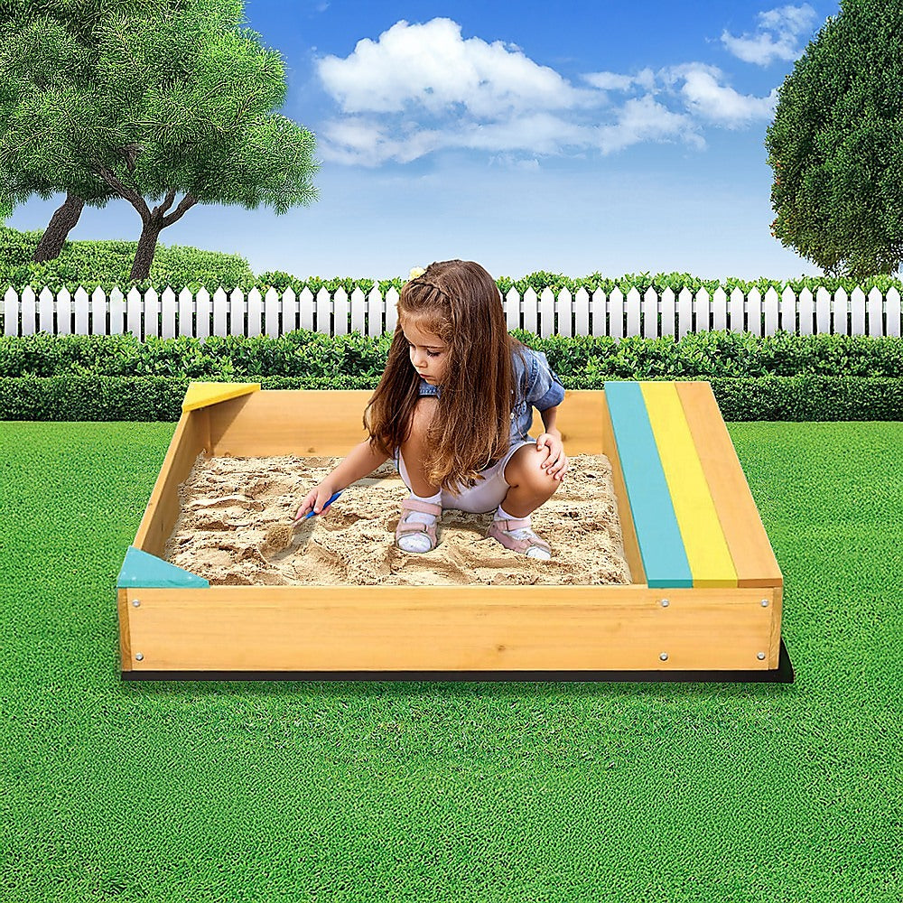 Wooden Kids Backyard Sandbox Children Outdoor Play Toy Sandpit - 0