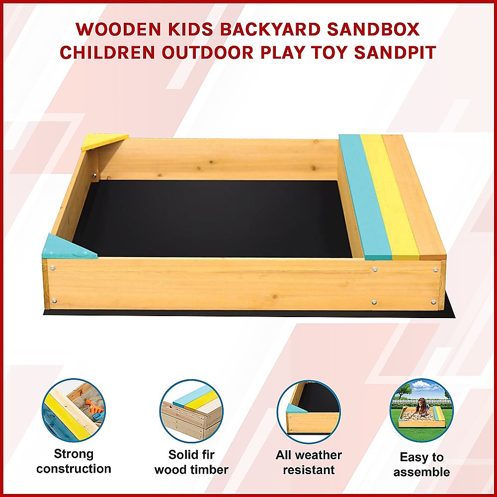 Wooden Kids Backyard Sandbox Children Outdoor Play Toy Sandpit