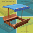 Kids Wooden Toy Sandpit with Canopy-4