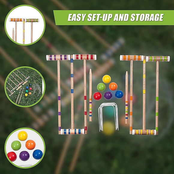 Croquet Set For Up To 6 Players Complete Outdoor Lawn Game Set For Family Gatherings And Events