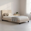 Single Linen Fabric Bed Frame Beige-5