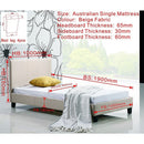 Single Linen Fabric Bed Frame Beige-8