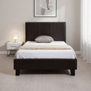 Single PU Leather Bed Frame Brown-5
