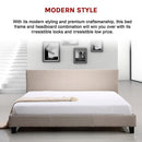 King Linen Fabric Bed Frame Beige-9