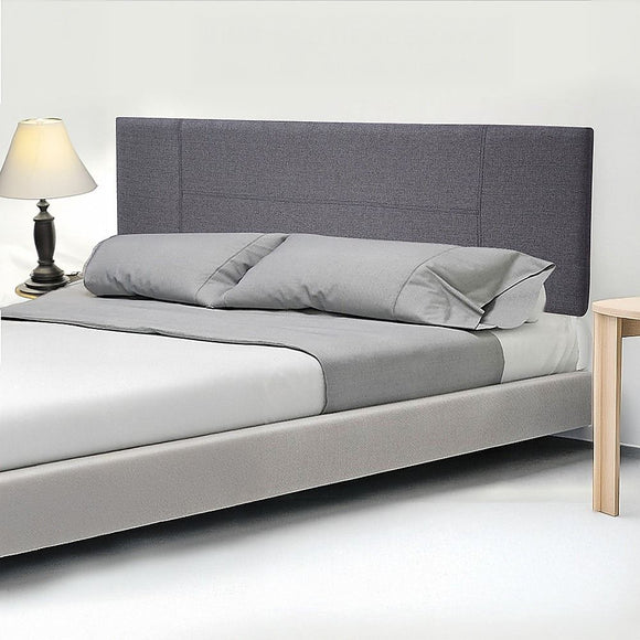 Linen Fabric King Bed Headboard Bedhead - Grey