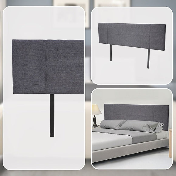 Linen Fabric King Bed Headboard Bedhead - Grey