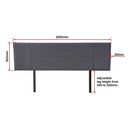 Linen Fabric King Bed Headboard Bedhead - Grey-12