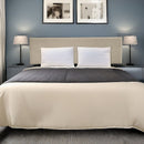 Linen Fabric King Bed Headboard Bedhead - Beige-1