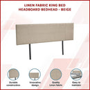 Linen Fabric King Bed Headboard Bedhead - Beige-2