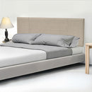 Linen Fabric King Bed Headboard Bedhead - Beige-6