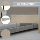 Linen Fabric King Bed Headboard Bedhead - Beige-9