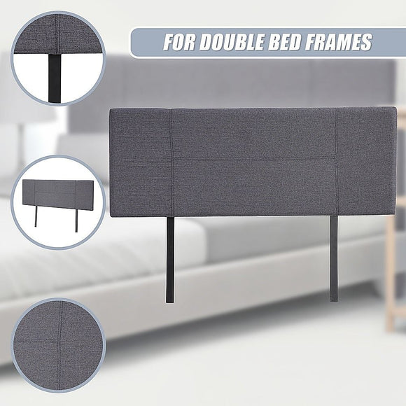 Linen Fabric Double Bed Headboard Bedhead - Grey