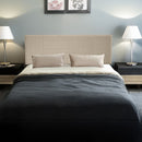 Linen Fabric Double Bed Headboard Bedhead - Beige-1