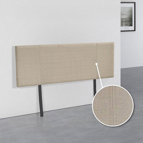 Linen Fabric Double Bed Headboard Bedhead - Beige