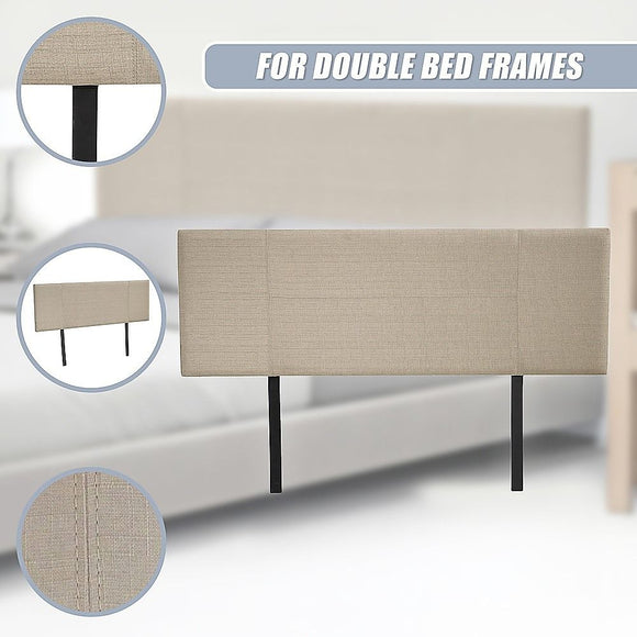 Linen Fabric Double Bed Headboard Bedhead - Beige