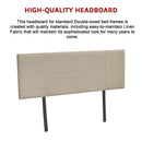 Linen Fabric Double Bed Headboard Bedhead - Beige-11