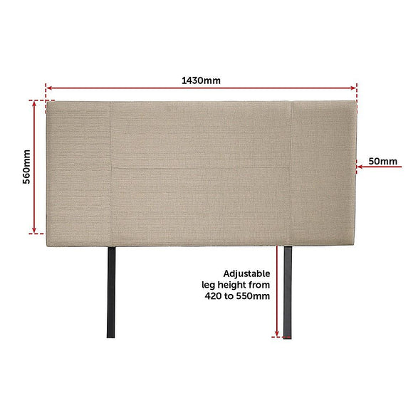 Linen Fabric Double Bed Headboard Bedhead - Beige