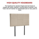 Linen Fabric Single Bed Headboard Bedhead - Beige-11
