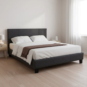 Double Linen Fabric Bed Frame Grey - 0