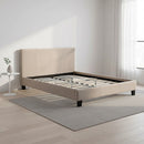 Queen Linen Fabric Bed Frame Beige-1