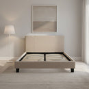 Queen Linen Fabric Bed Frame Beige-7
