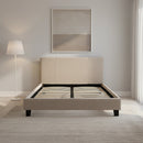 Queen Linen Fabric Bed Frame Beige-7