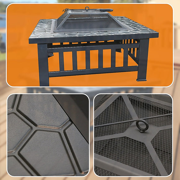 18" Square Metal Fire Pit Outdoor Heater