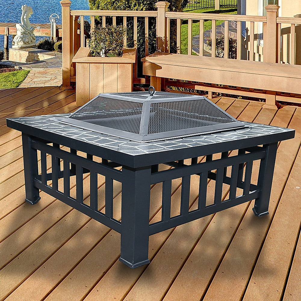 18" Square Metal Fire Pit Outdoor Heater - 0