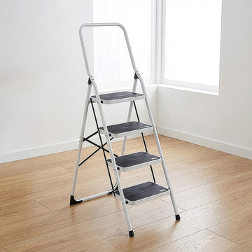 Foldable Non Slip 4 Step Steel Ladder - 0