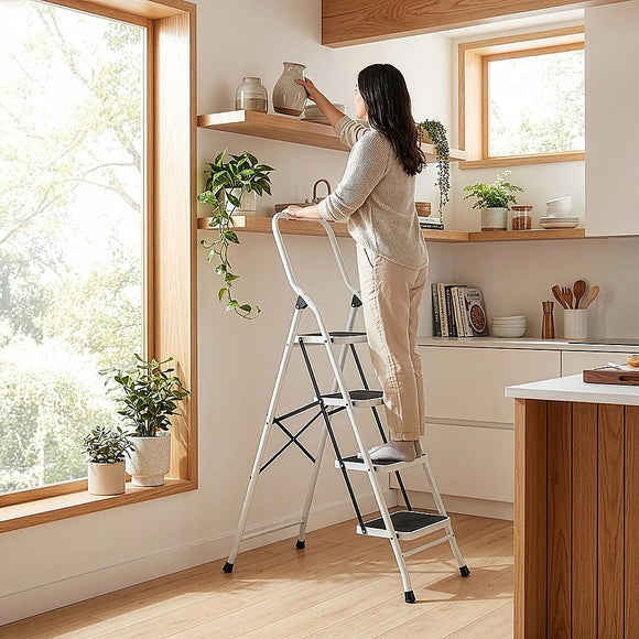 Foldable Non Slip 4 Step Steel Ladder