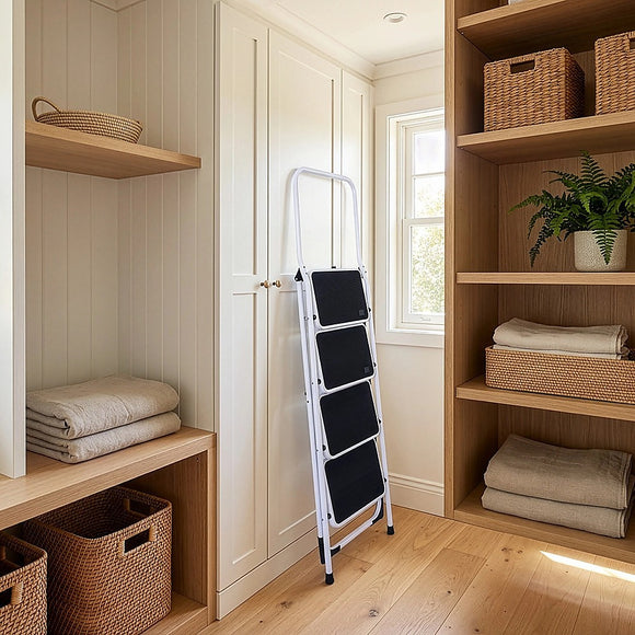 Foldable Non Slip 4 Step Steel Ladder