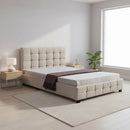 Linen Fabric Double Deluxe Bed Frame Beige-1